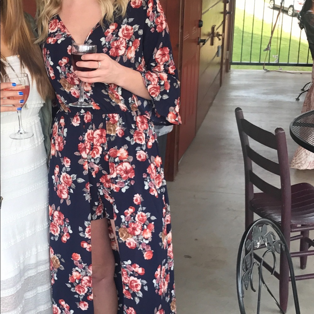 Floral romper with train